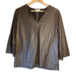 Prologue Women's Wet Stone Gray Faux Leather Shirt Size‎ Small